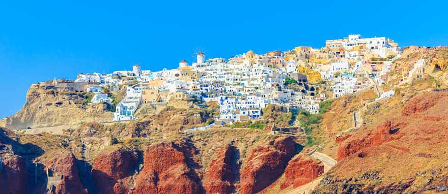 Aerial view of Santorini, Mediterranean sea, Greece.