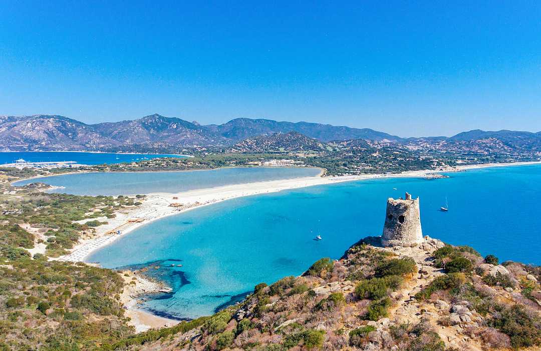 Portu Guinco Beach in Villasimius on Sardinia island in Italy