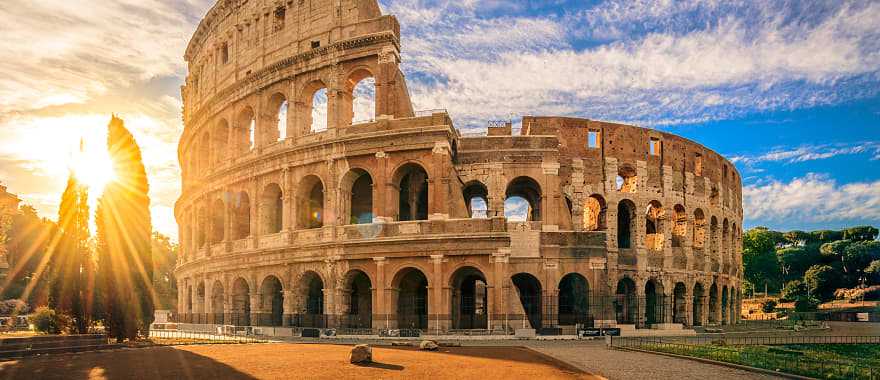 Roman Colosseum at sunrise in Italy