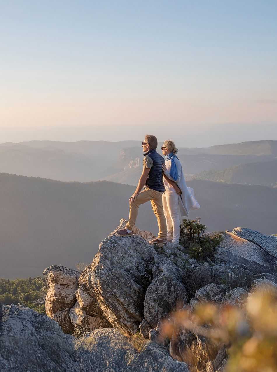 Italy Seniors Couple Hiking Mountain