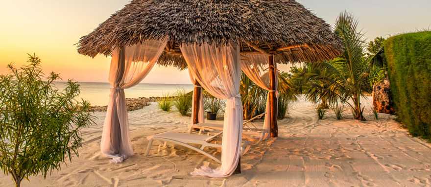 A Zanzibar beach at sunset.