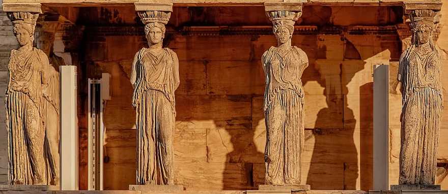 Caryatides on the Acropolis of Athens, Greece.