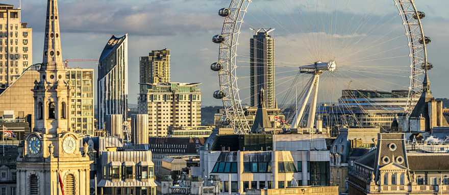Cityscape and London Eye, England
