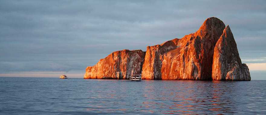 Kicker Rock at sunset near the Galapagos Islands, Ecuador