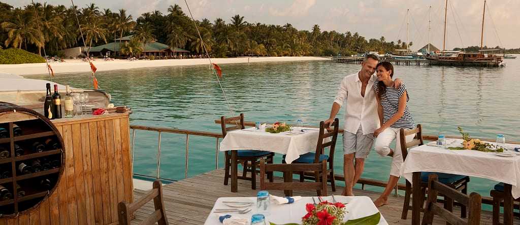 Romantic beach front dining in the Maldives 