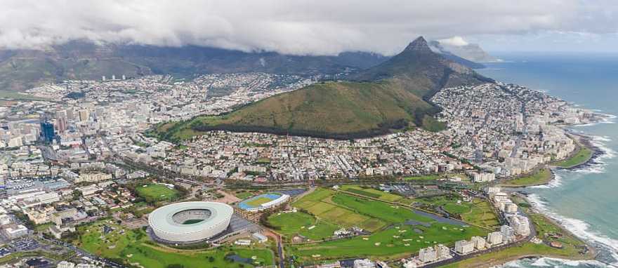 An aerial view of Cape Town in South Africa.
