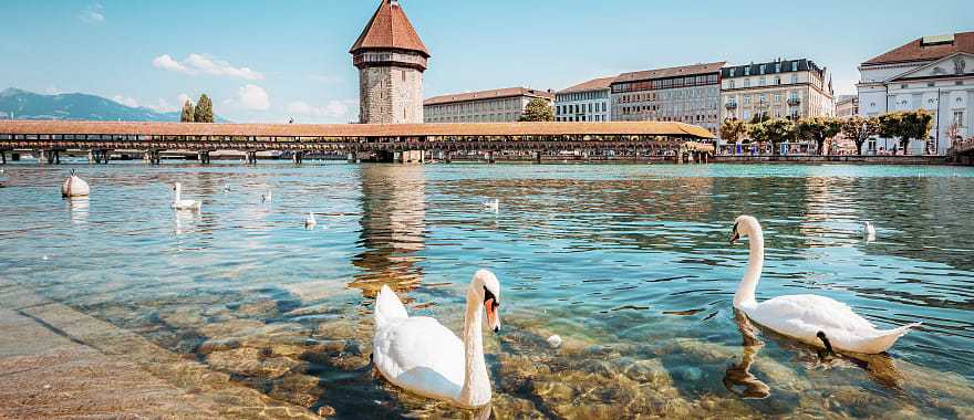 Chapel Bridge in Lucerne, Switzerland. 