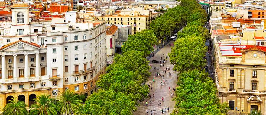 An aerial view of Barcelona City in Spain. 