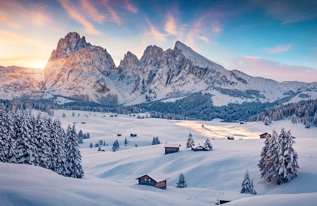 Morning scene of Dolomite alps in Italy