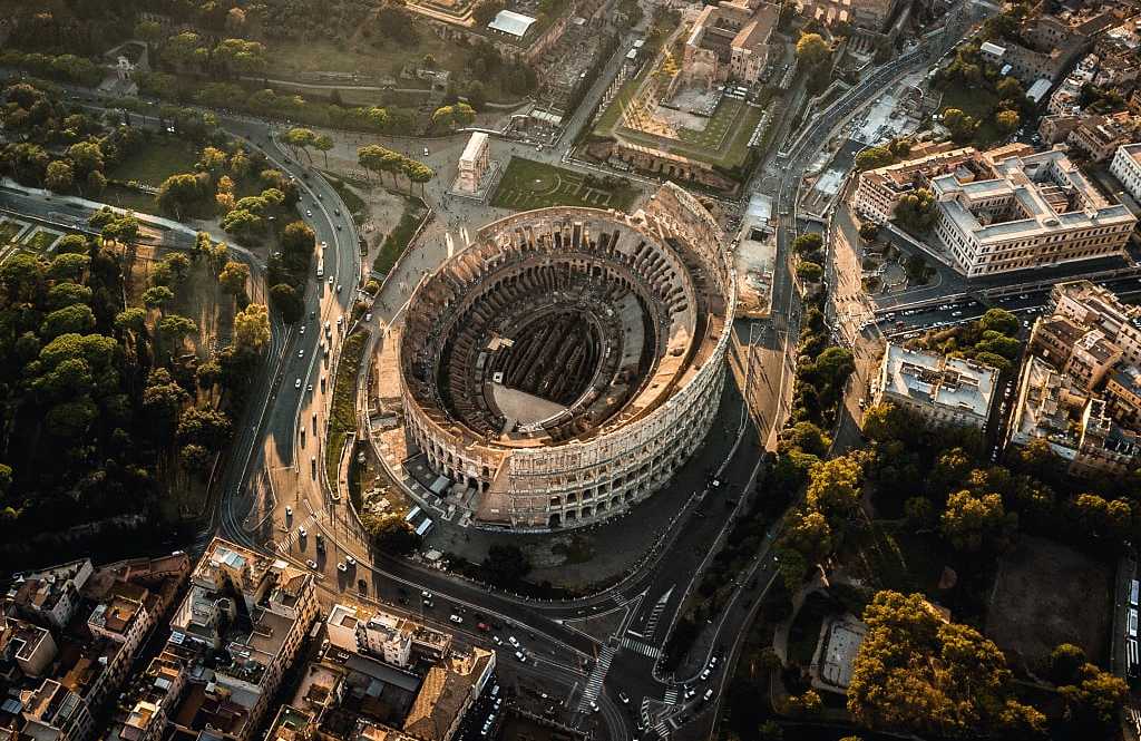 Rome, Italy Bird's eye view of the Colosseum in Rome, Italy