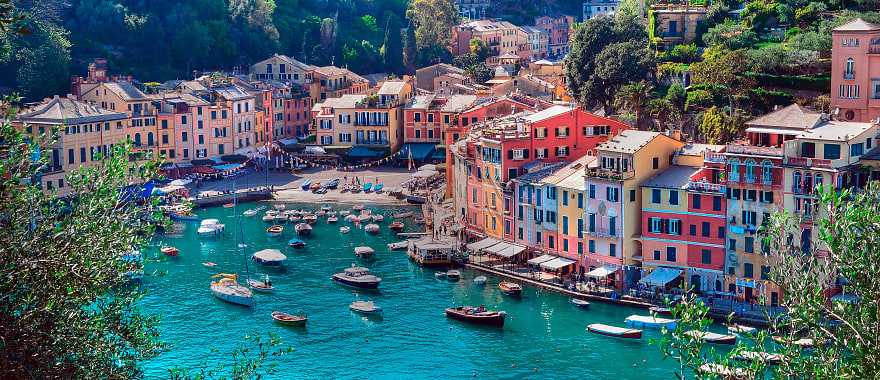 Aerial view of villa in Portofino, Italy