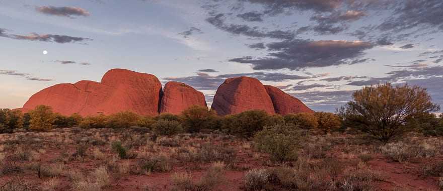 The moon above Kata Ttjuta in Australia