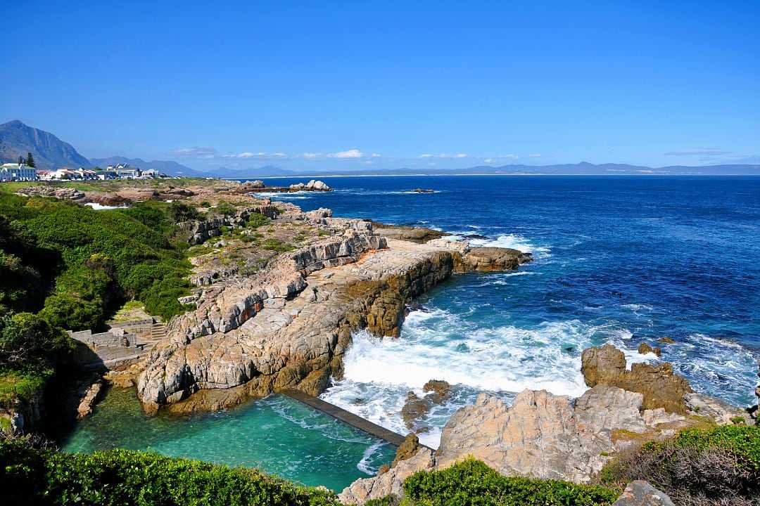 Atlantic ocean coast in Hermanus, South Africa