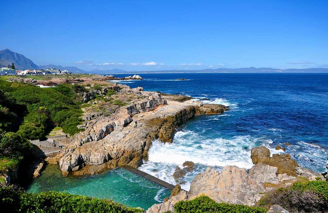 Atlantic ocean coast in Hermanus, South Africa