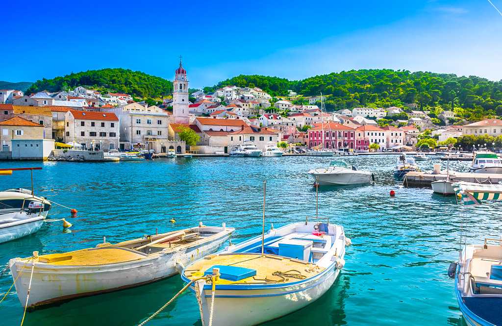 Summer in Pucisca village on the island of Brač, Croatia