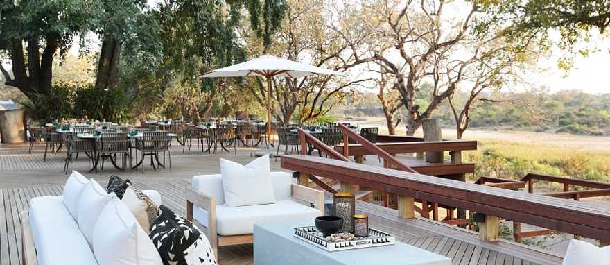 Luxurious deck at Malamala Camp in South Africa
