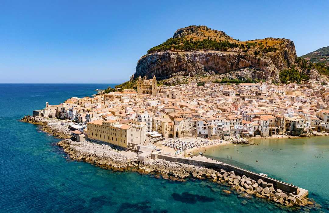 Aerial view of Cefalu, Sicily