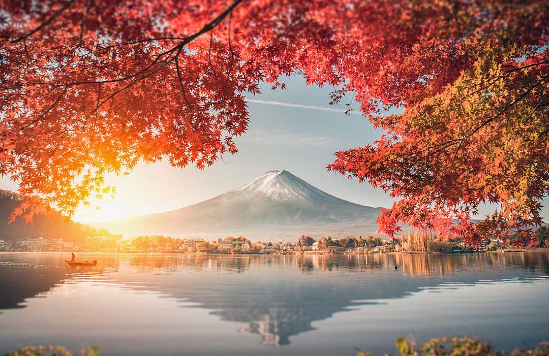 Mt Fuji reflected in Lake Kawaguchi, Japan