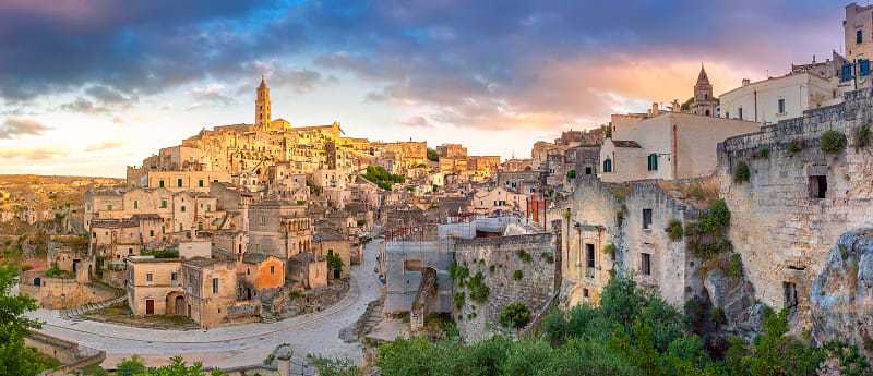 The old part of Matera carved into the rock.