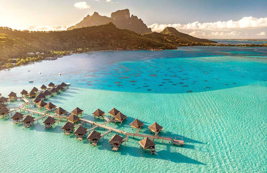 Over water bungalows in Bora Bora, French Polynesia