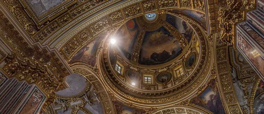 Interior architecture of historic Abby of Montecassino in Italy 