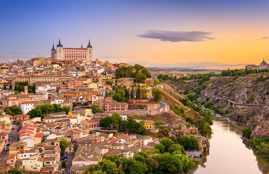 Toledo, Spain City view and Toledo Alcazar, Toledo, Spain