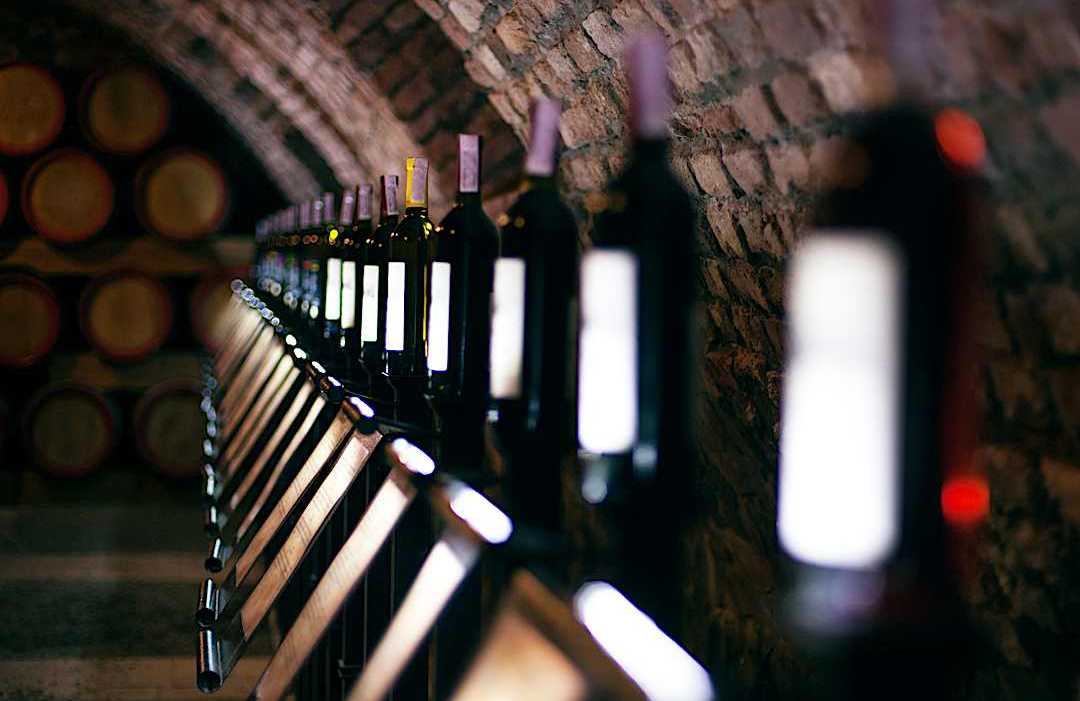Vintage wine bottles, Bordeaux, France