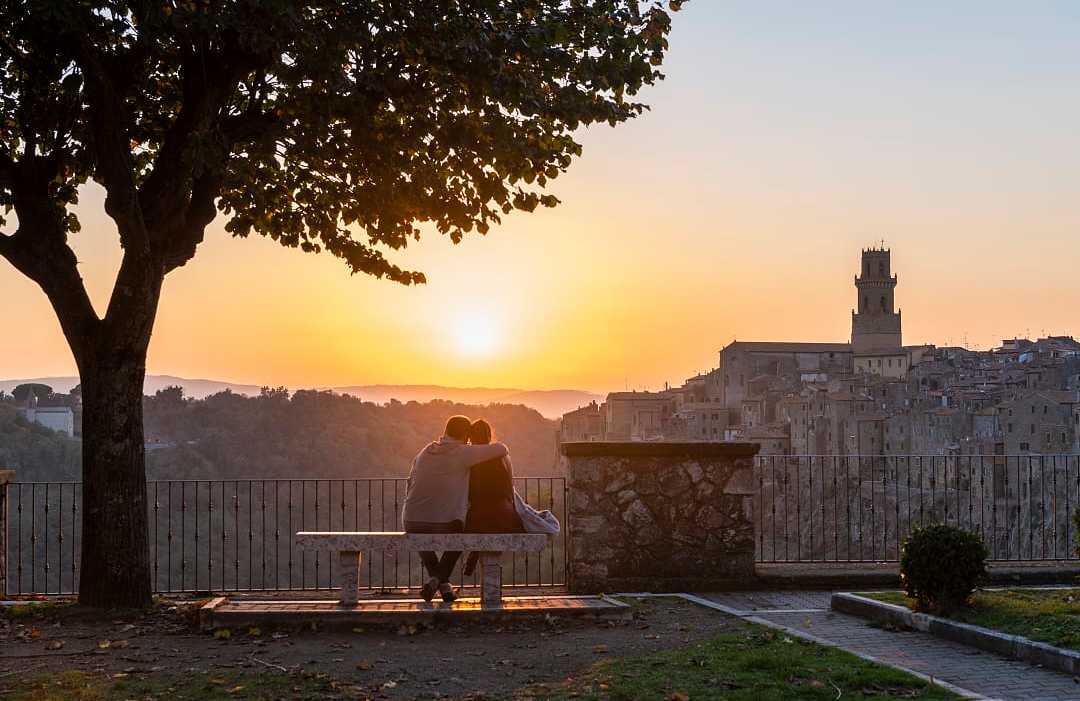Couple in Pitigliano at sunset Tuscany, Italy  Couple in Pitigliano at sunset Tuscany, Italy