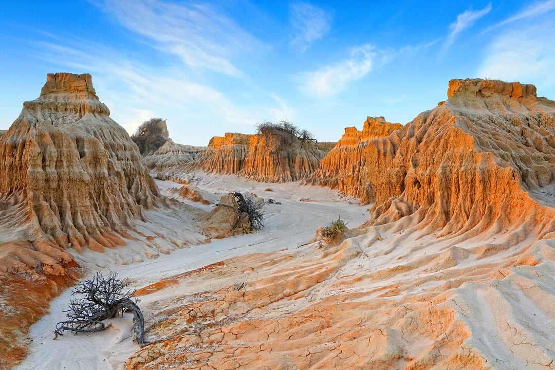 Desert lunettes of Lake Mungo National Park in Australia.