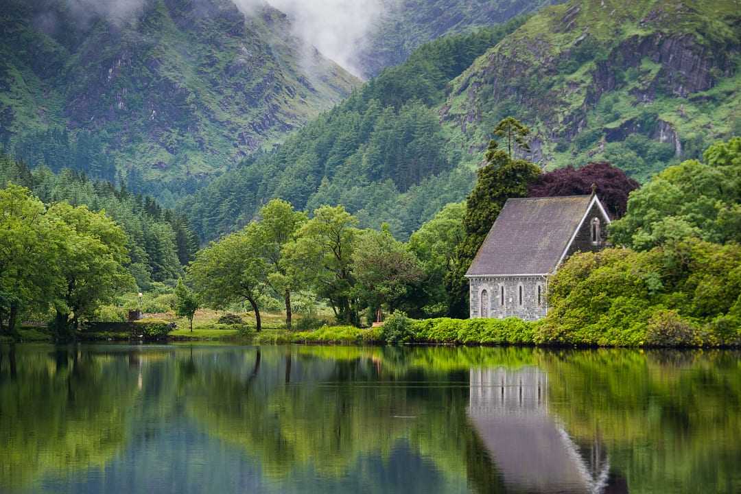 The St Finbarr's Oratory at Gougane Barra, County Cork, Ireland.