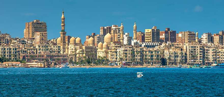View of the city and mosque of Abu al-Abbas al-Mursi, Alexandria, Egypt