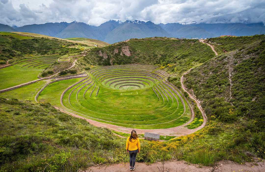 Terraces at Moray in the Sacred Valley, Peru Ancient circular terraces at Moray, Sacred valley, Peru