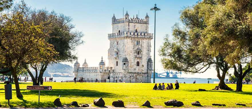 View of the Belem Tower in Lisbon, Portugal