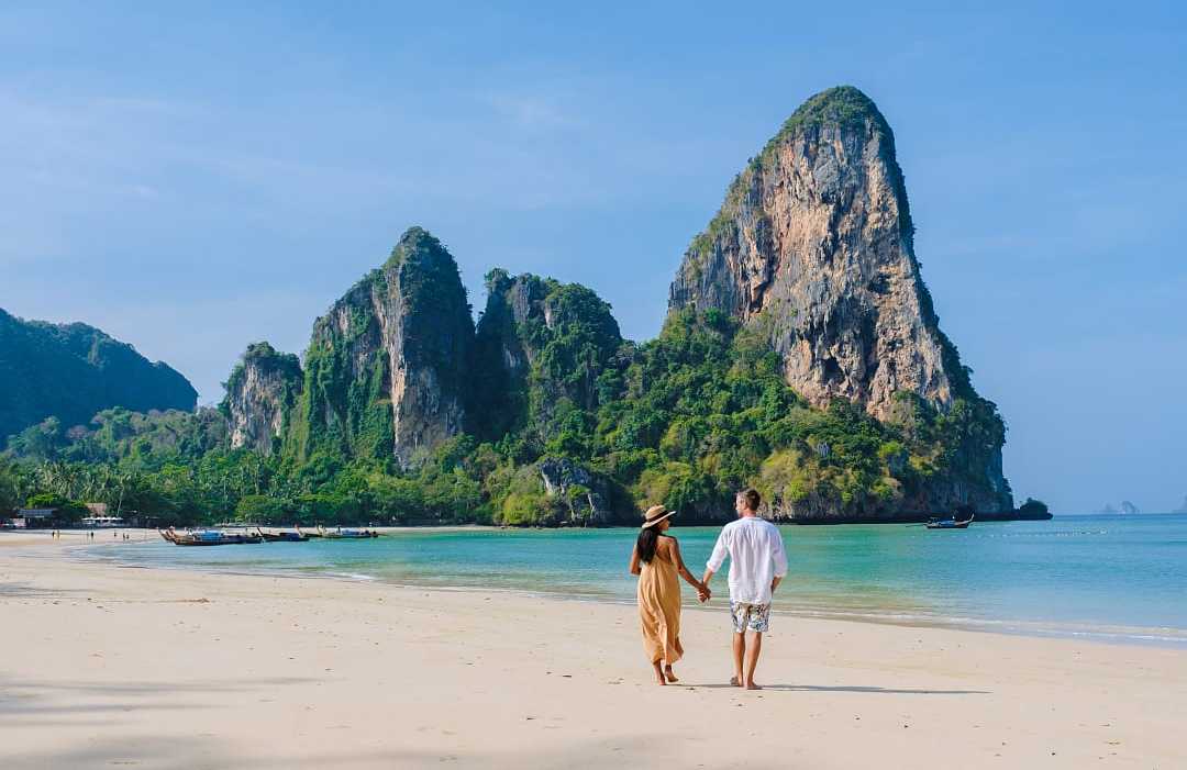 Couple at Railay Beach in Krabi Island, Thailand