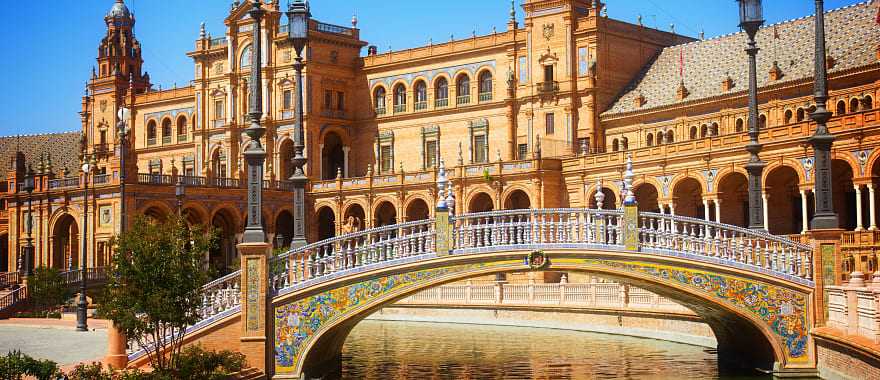 Bridge of Plaza de Espana in Seville, Spain 