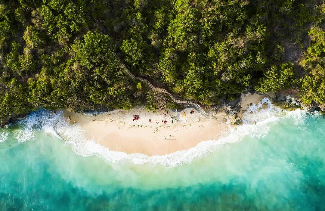 Aerial view of Topan Beach in Bali.