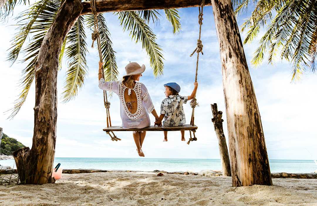 Mother and son on the beach Mother and son on the beach