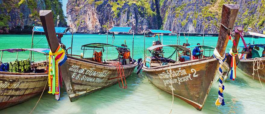 View of Maya Bay in Phi Phi Island in Thailand. 