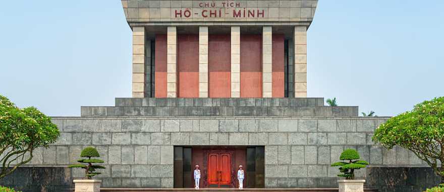 Soldiers guarding Ho Chi Mihn Mausoleum in Hanio, Vietnam