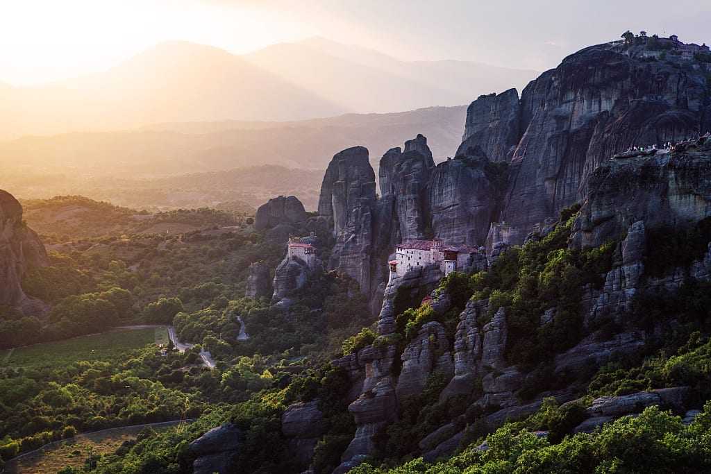 Rock pillars and monestaries of Meteora, a UNESCO world heritage site in Thessaly, Greece.