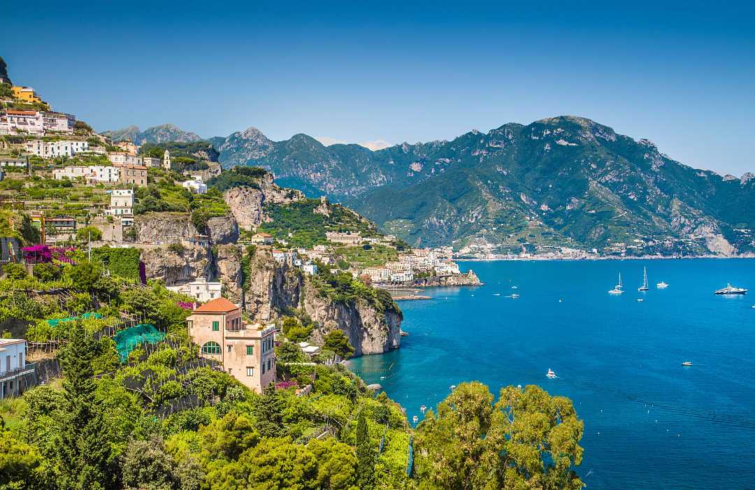 Beautiful view of  a village on the Amalfi Coast in Italy