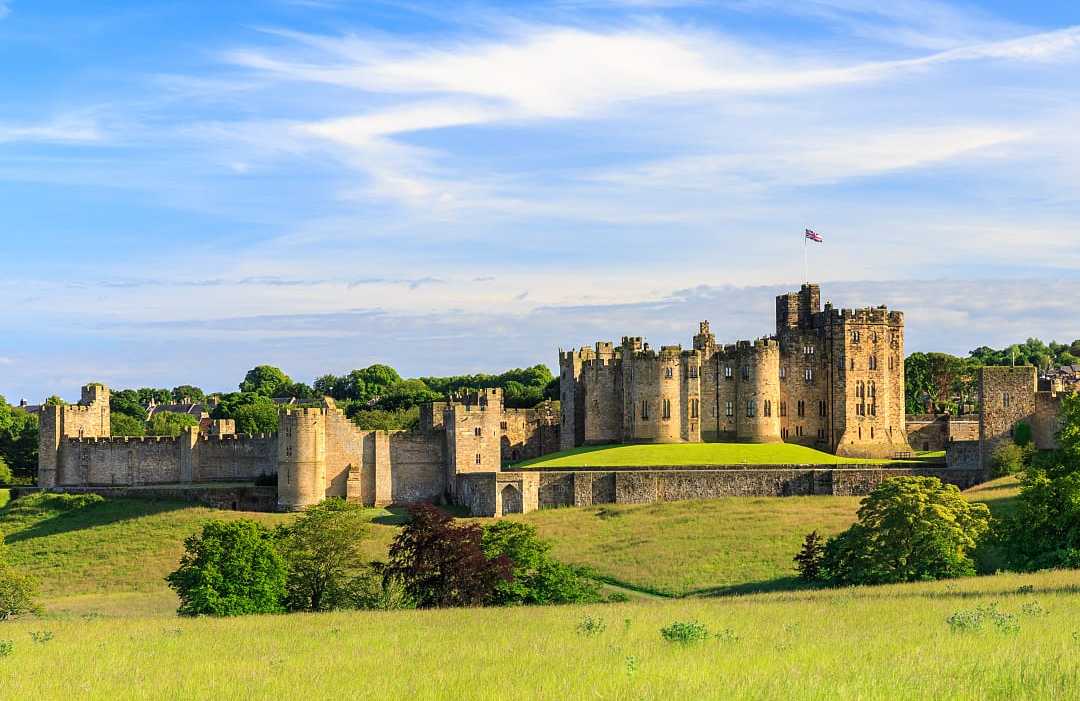 View of Alnwick Castle in Scotland