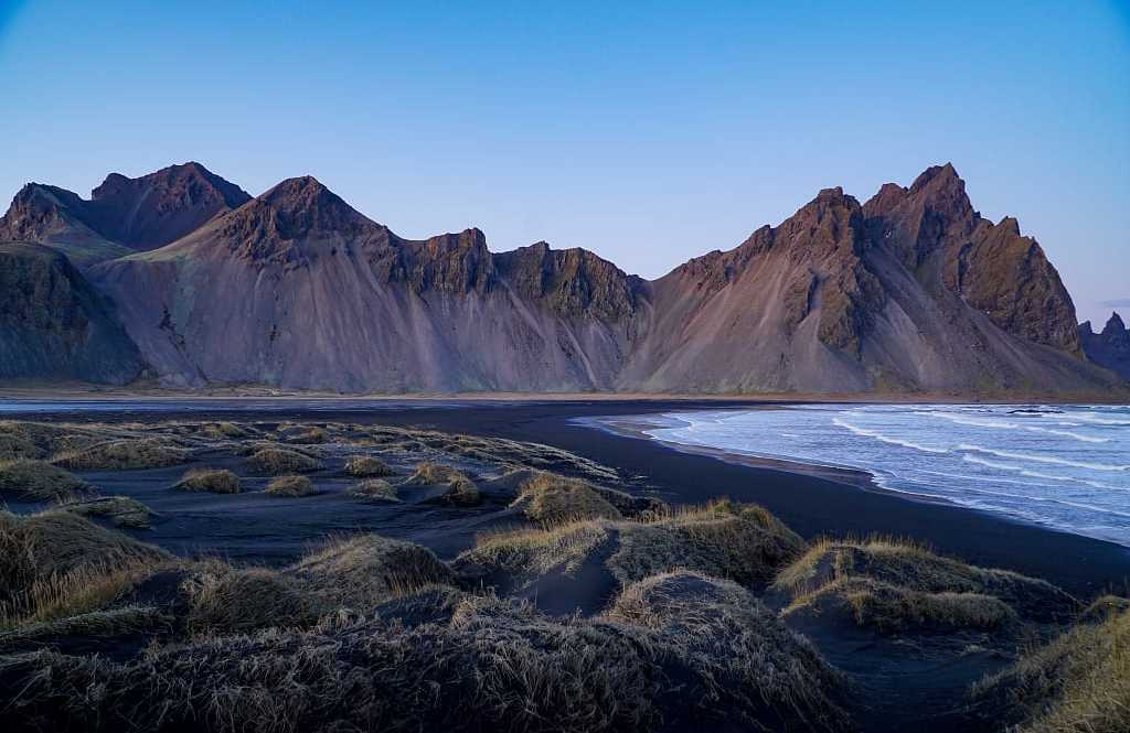 Vestrahorn mountain range and Stokksnes beach in Iceland