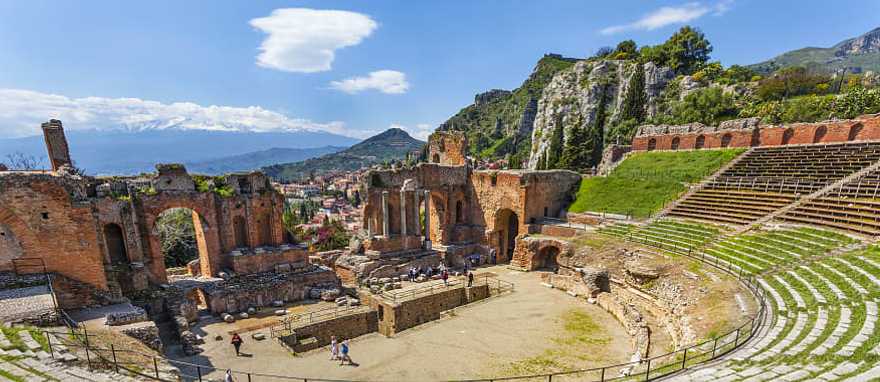 Ancient theater in Taormina, Sicily, Italy