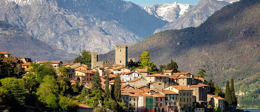 Lake Como surrounded by mountains, Italy