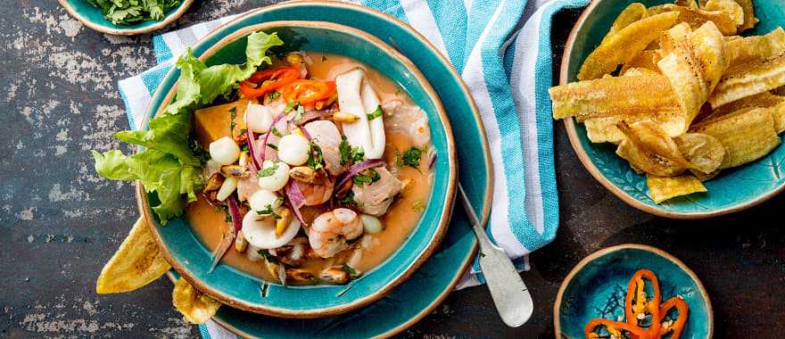 Peruvian ceviche served at a restaurant in Peru