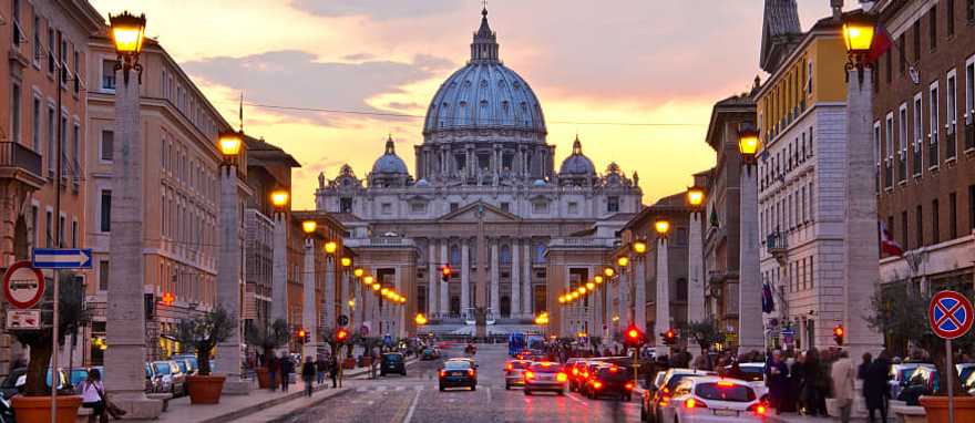 View of Saint Peter's Basilica at dawn in Vatican City, Rome, Italy