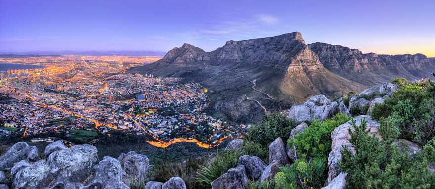 Aerial view of Cape Town and Table Mountain in South Africa