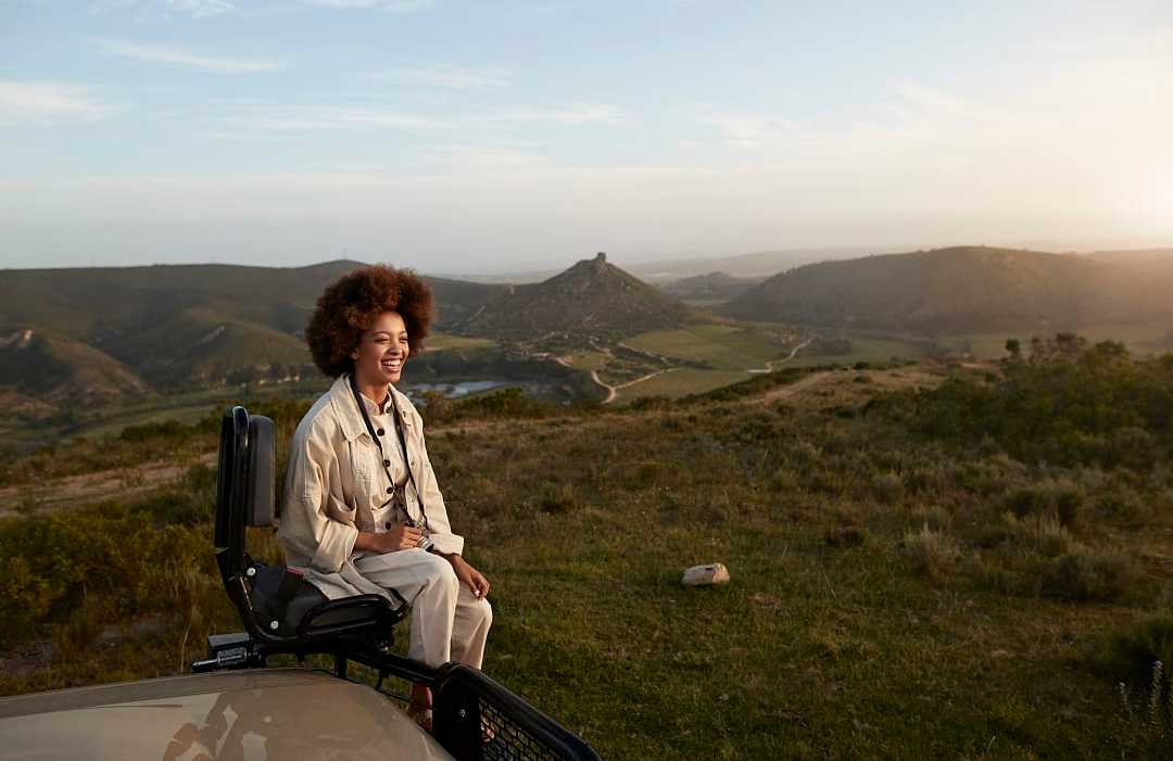 Woman on a safari in Cape Town, South Africa