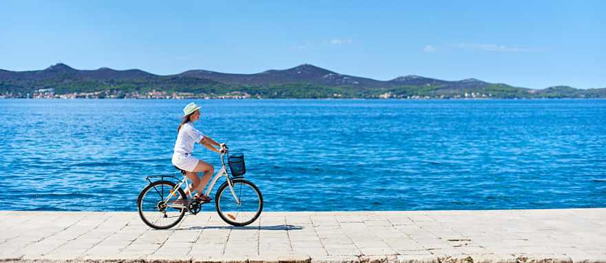 Woman cycling in Croatia 